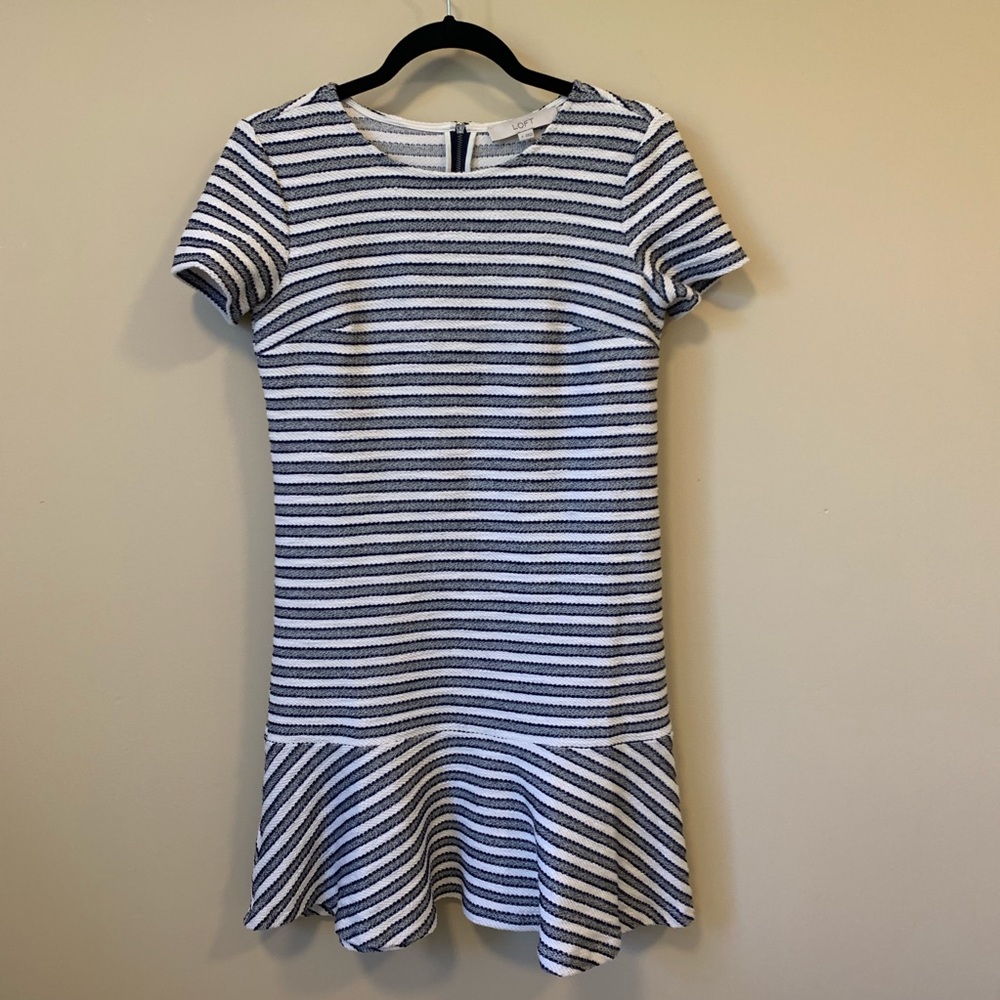 Loft Ann Short Sleeves Flare Bottom Dress